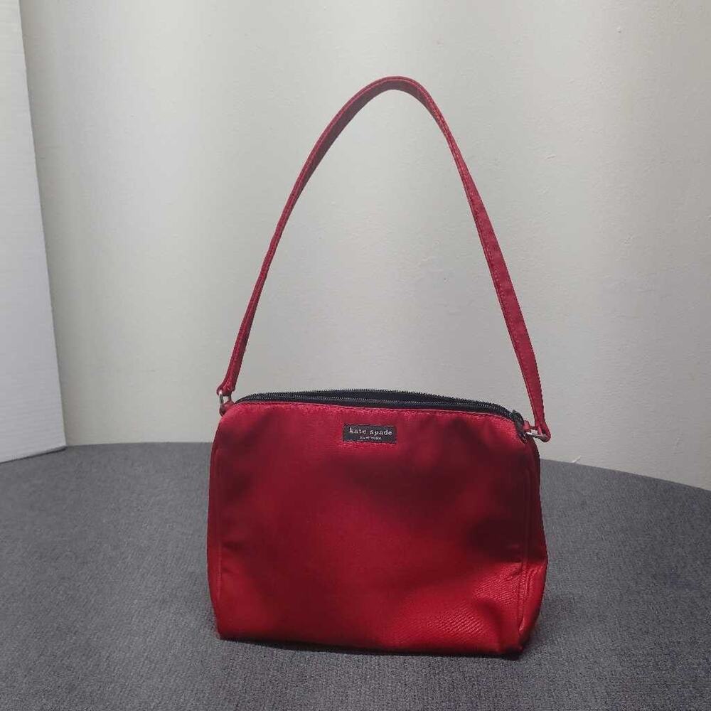 Kate Spade Red Nylon Shoulder Bag Crossbody Purse Zip Top Y2K Minimalist Chic